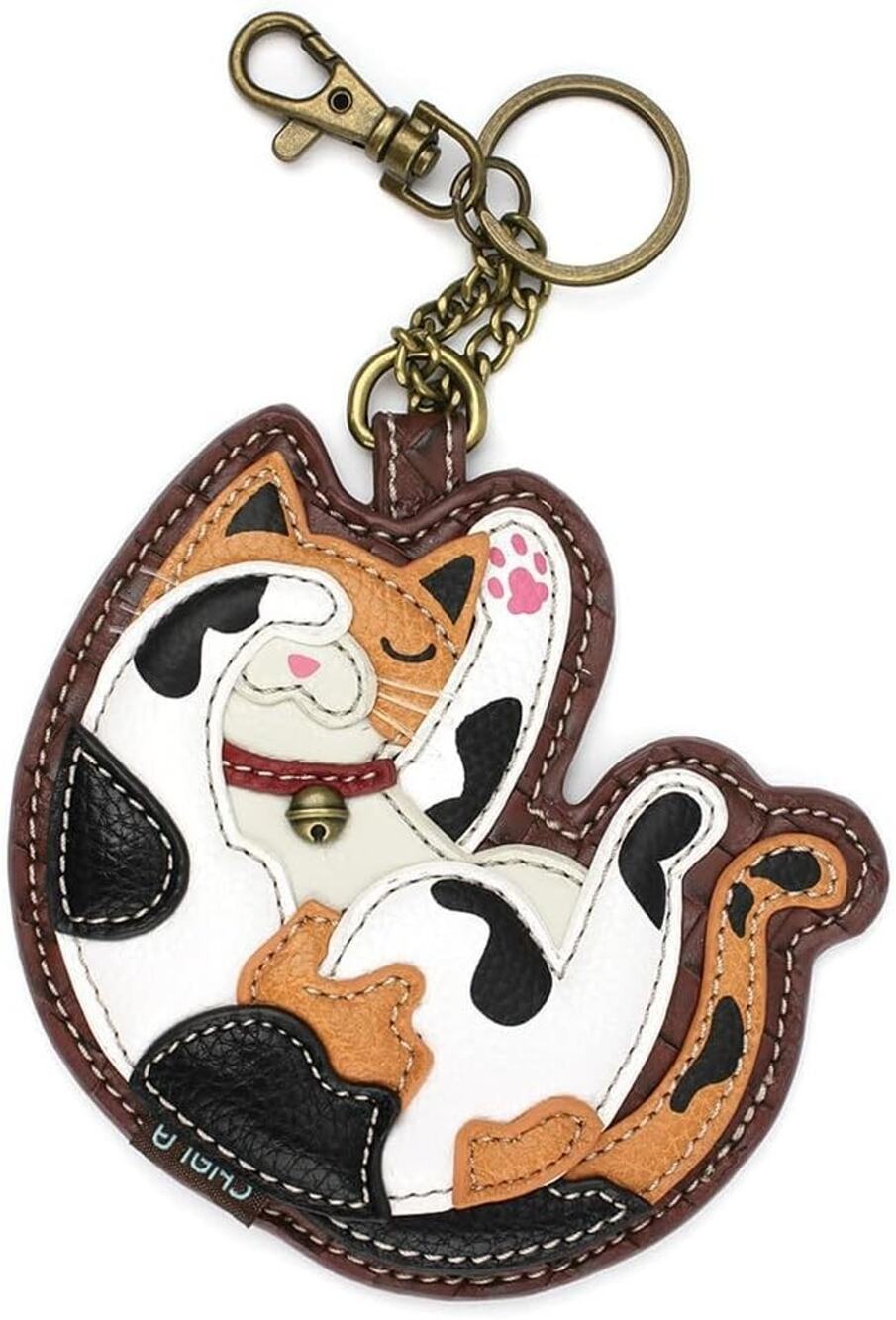 Chala Faux Leather Decorative Key Fob/Coin Purse Accessory - Calico Cat NWT